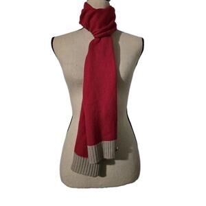 Tory Burch Pink/Ecru Scarf 100% Merino Wool Soft 8.5" x 72" NWOT